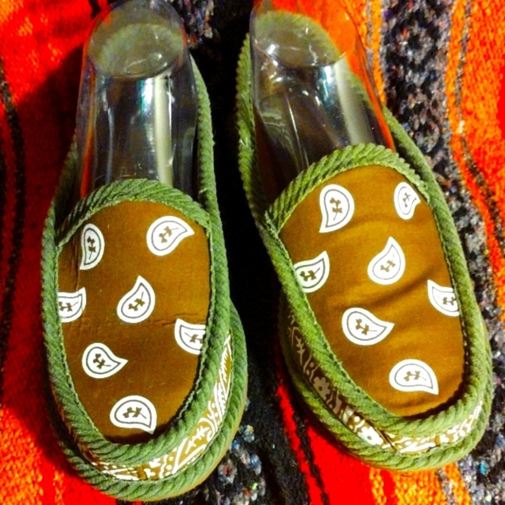 Brown and green Trooper slip on shoes